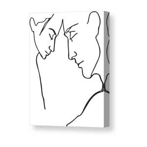 Contemporary Aesthetic Continuous Line Drawing, Romantic Couple Coffee Mug  by Mounir Khalfouf - Fine Art America