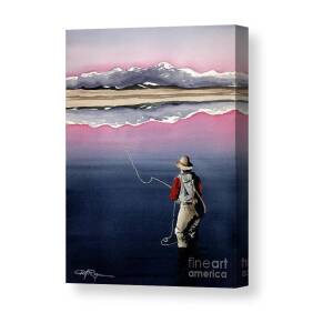 On the Rise Fly Fishing Watercolor Art Canvas Print by David Rogers On the Rise Fly Fishing Watercolor Art Canvas Print by David Rogers