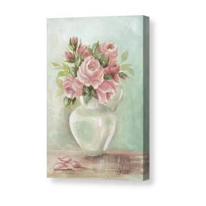 Shabby Chic Pink Roses Oil Palette Knife Painting Canvas Print / Canvas ...