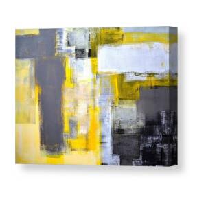 Nailed It - Grey and Yellow Abstract Art Painting Canvas Print / Canvas ...