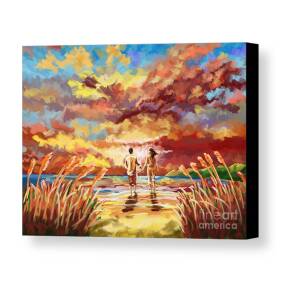 Couple Walking Together On The Beach Canvas Print / Canvas Art by Tim ...
