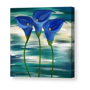 Lonesome And Blue- Blue Calla Lily Paintings Canvas Print / Canvas Art ...