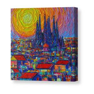 Barcelona Sunrise - Guell Park - Gaudi Tower Canvas Print / Canvas Art ...