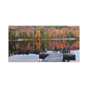 Forest reflecting in lake Hand Towel for Sale by Elena Elisseeva