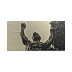 Rocky on the Art Museum Steps Hand Towel for Sale by Bill Cannon