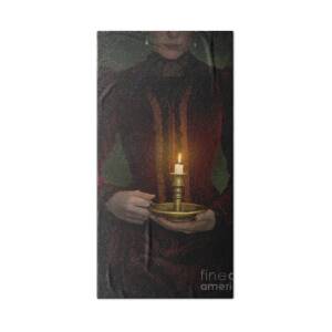 Victorian Woman Holding A Candle #3 Bath Towel