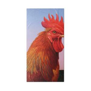Portrait of a Rooster Hand Towel for Sale by James W Johnson