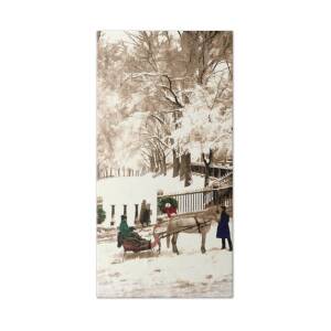 Central Park Snowy Path At Christmas Beach Sheet for Sale by Elaine Plesser