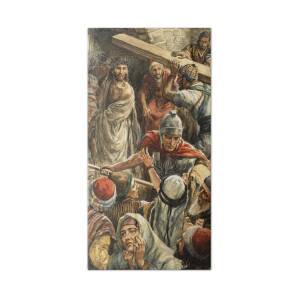 Christ Carrying the Cross Beach Sheet for Sale by Andrea Solario