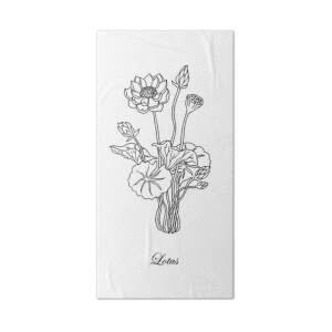 Black And White Botanical Flowers Drawing Beach Towel for Sale by Irina ...