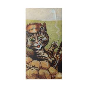Louis Wain Cat Print - First World War Tommy in a Trench - WW1 Tapestry by  Kithara Studio - Pixels Merch