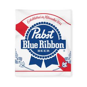 Silver Buffalo Pabst Blue Ribbon Logo Raschel Fleece Throw Blanket 