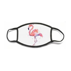 Pink Flamingo Watercolor Tropical Bird Face Mask by Shvartsur - Fine America