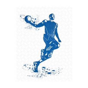 Football or Soccer player kicking ball. Colorful Watercolor effe #2 Jigsaw  Puzzle