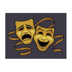 Comedy And Tragedy Theater Masks Shower Curtain by John Schwegel - Pixels