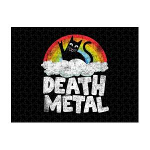 Funny Death Metal Cat Gift Rainbow Heavy Metal Throw Pillow by Lisa Stronzi  - Pixels