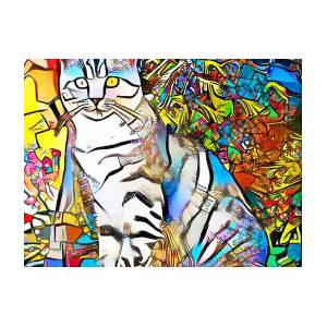 Cat in a Jackson Pollock Vibrant Abstract Expressionist World 20210305  Jigsaw Puzzle by Wingsdomain Art and Photography - Pixels