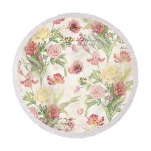 Faded Glory Chinoiserie - Floral Still Life 1 Blush Gold Cream Round ...