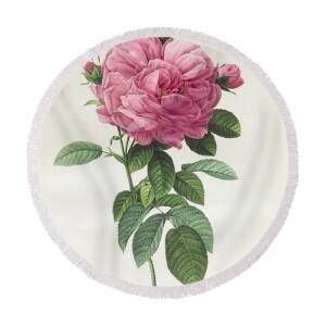 Rosa Lumila Round Beach Towel for Sale by Pierre Joseph Redoute