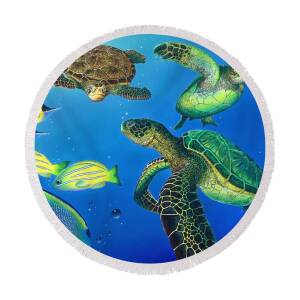 Turtle Dreams Round Beach Towel for Sale by Angie Hamlin