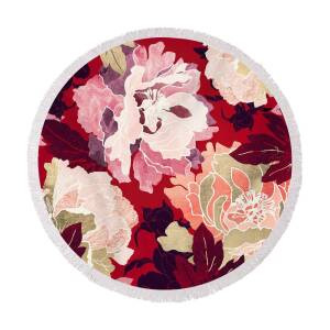 Floral Cranes Round Beach Towel for Sale by Spacefrog Designs