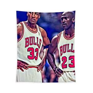 Scottie Pippen With Michael Jordan And Dennis Rodman Tapestry for Sale ...