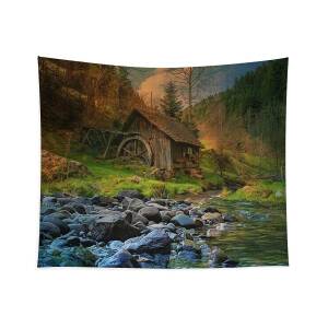 Hobbiton Mill And Bridge Tapestry for Sale by Kathy Kelly