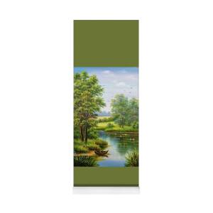 Colorful Landscape Oil Painting, Original Nature Scenery Wall Art, Green  Trees Blue Lake Artwork Yoga Mat by BilykArt - Fine Art America