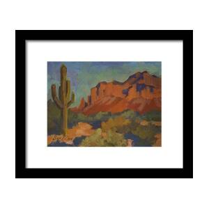Saguaro Cactus and Apache Junction Framed Print by Diane McClary