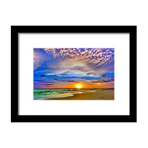 Sunset Landscape-Red Beach Sunset Framed Print by Eszra Tanner