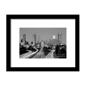 Atlanta Skyline At Dusk Downtown Color Panorama Framed Print by Jon Holiday