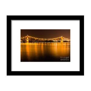 Cincinnati Skyline At Night Black And White Picture Framed Print by ...