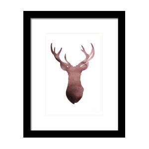 Deer antlers silhouette art print watercolor painting Framed Print by ...