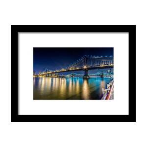 Midtown Manhattan From Jersey City At Night Framed Print by Val Black ...