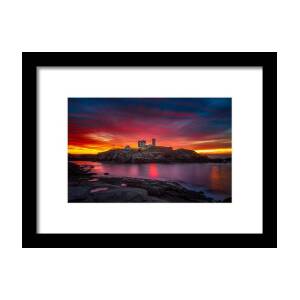 Sunrise over Nubble Light Framed Print by Darren White Sunrise over Nubble Light Framed Print by Darren White