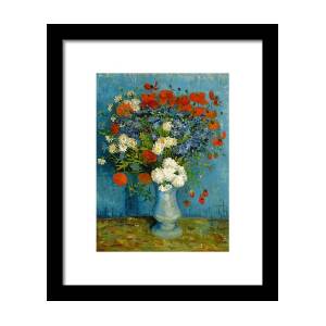 Three Sunflowers In A Vase Framed Print by Vincent Van Gogh