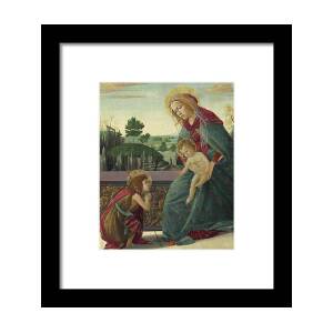 Madonna And Child With Young Saint John The Baptist Framed Print by Sandro Botticelli Madonna And Child With Young Saint John The Baptist Framed Print by Sandro Botticelli