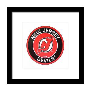 New Jersey Devils Logo - Red on Black Zip Pouch by Allen Beatty