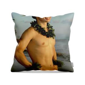 Attractive, muscular, and silly male model pulls down his pants Throw  Pillow by Gunther Allen - Fine Art America