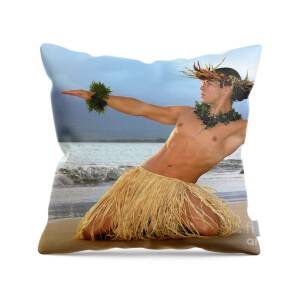 Attractive, muscular, and silly male model pulls down his pants Throw  Pillow by Gunther Allen - Fine Art America