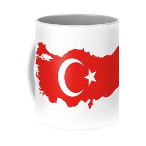 Flag of Turkey, al bayrak, in country silhouette Yoga Mat