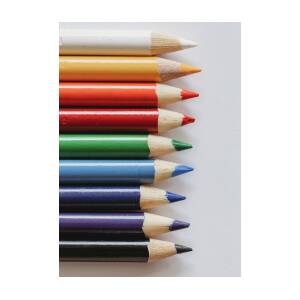 Rainbow Pens And Paper Clips On White Background Greeting Card by Cavan  Images