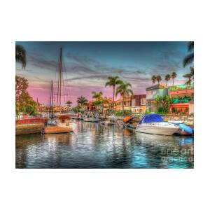Naples Canal Gondolier Full Moon at Sunset Greeting Card for Sale by ...