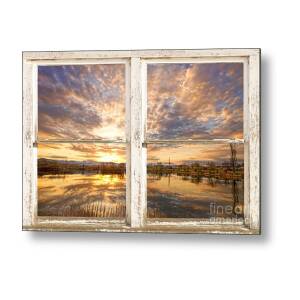 Golden Ponds Scenic Sunset Reflections 4 Yellow Window View Metal Print ...