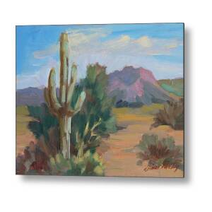Desert Morning Saguaro Metal Print by Diane McClary