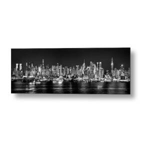 New York City BW Tribute in Lights and Lower Manhattan at Night Black ...
