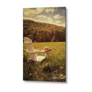 Relaxing On A Summer Chair In A Field Of Tall Grass Metal Print by ...