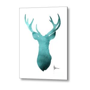 Deer silhouette painting watercolor art print Metal Print by Joanna Szmerdt