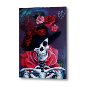 Top Hat Butterfly Skull Metal Print By Johanna Uribes