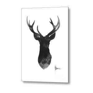 Deer silhouette painting watercolor art print Metal Print by Joanna Szmerdt